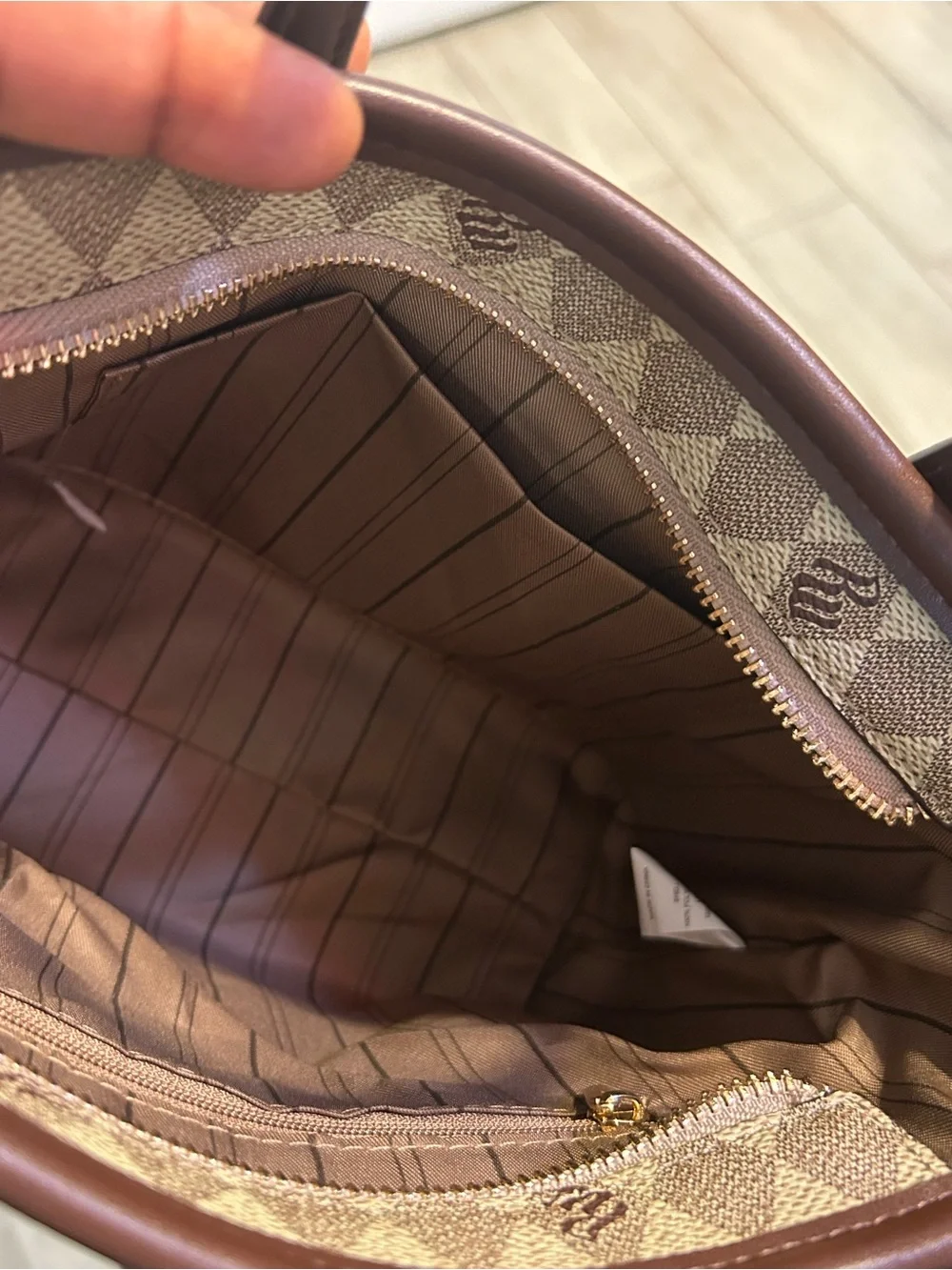 RocaWear Brown/cream tote Handbag with Gold Charm